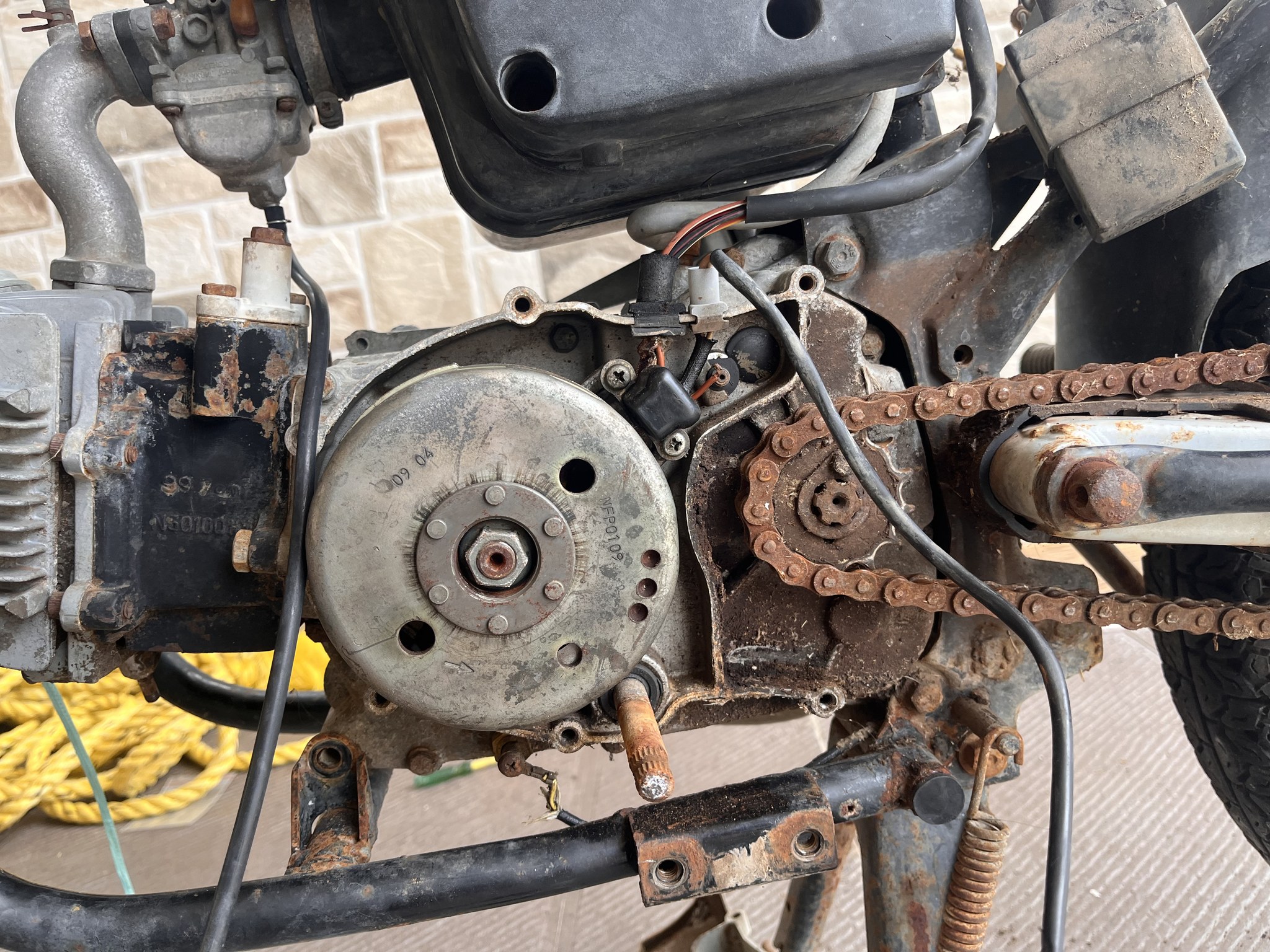 Flywheel magneto and chain drive