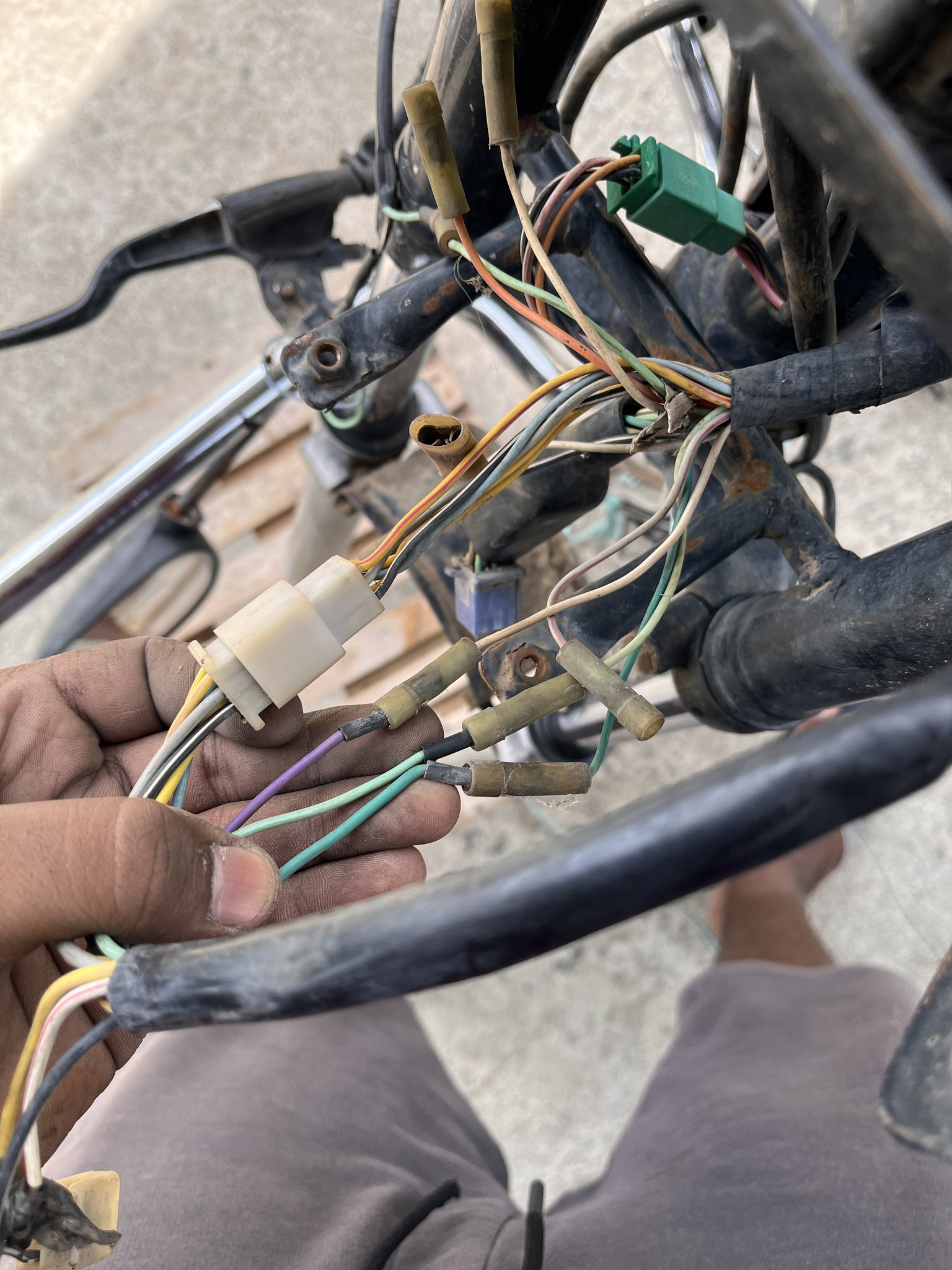 Wiring harness held during DC conversion