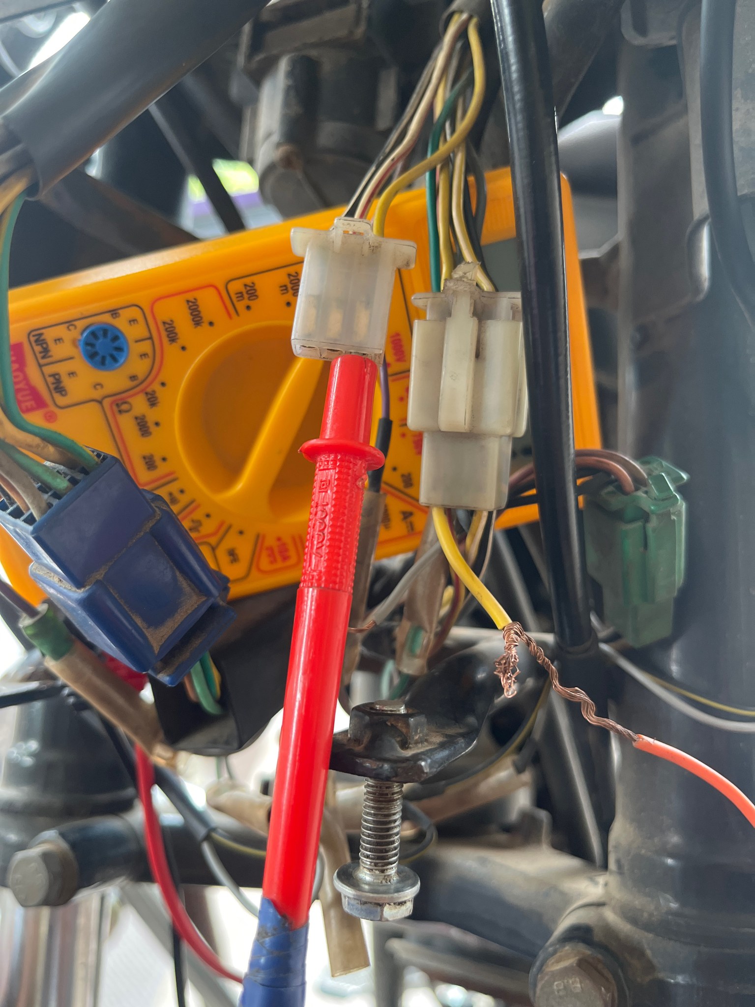 Multimeter testing the wiring